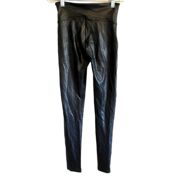 SPANX Faux Leather Leggings Women’s Size Small Mid Rise Black - Picture 5 of 9